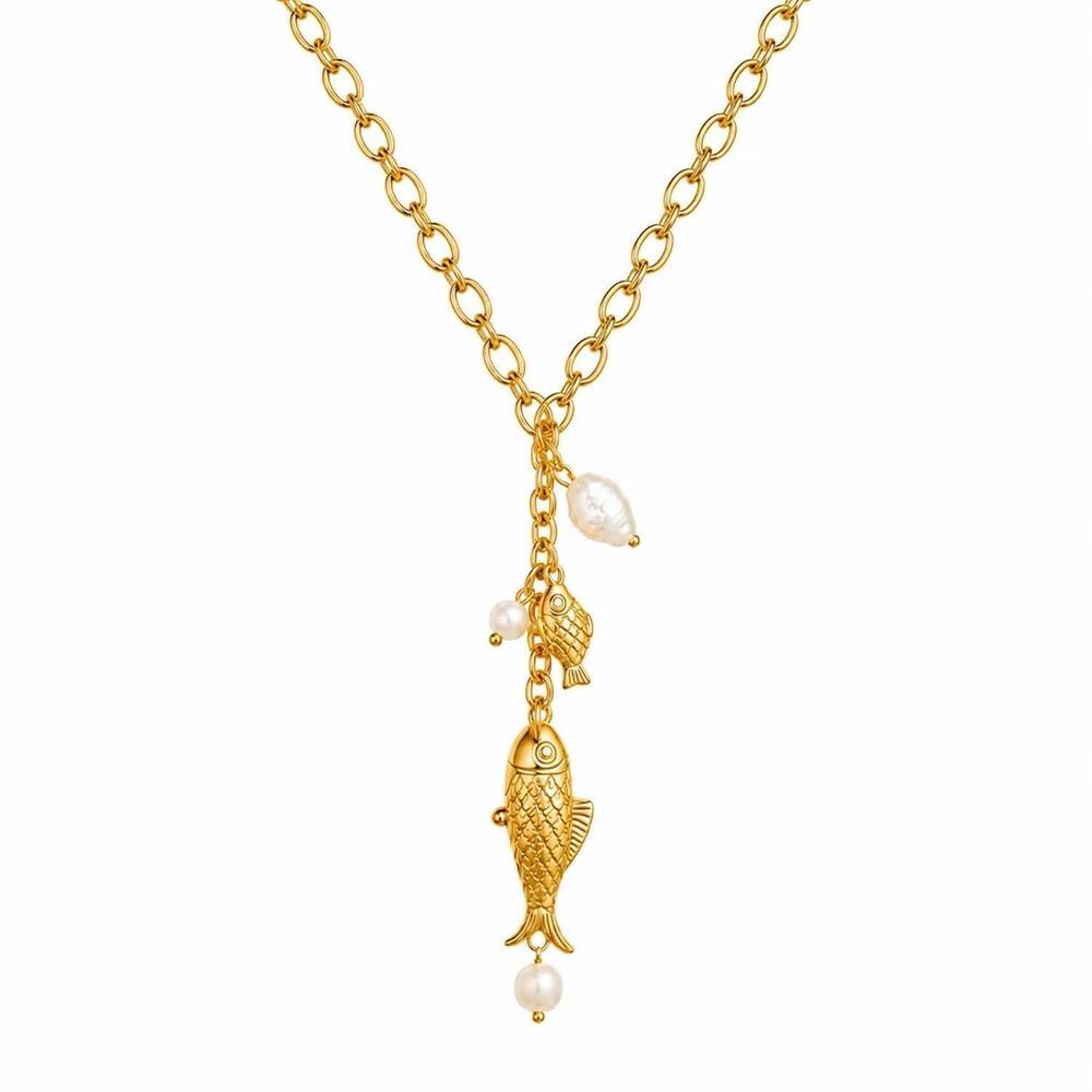 NEW ELLIE VAIL women's amity fish lariat necklace in gold